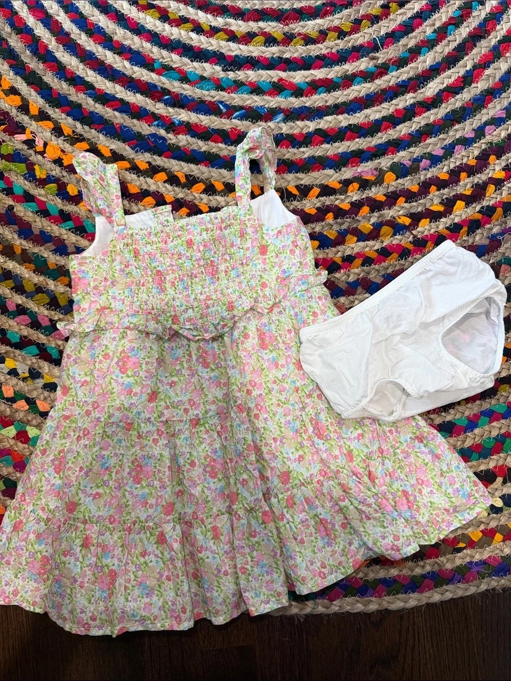 Janie and Jack Pink Floral Sundress with White Bloomers 18-24M